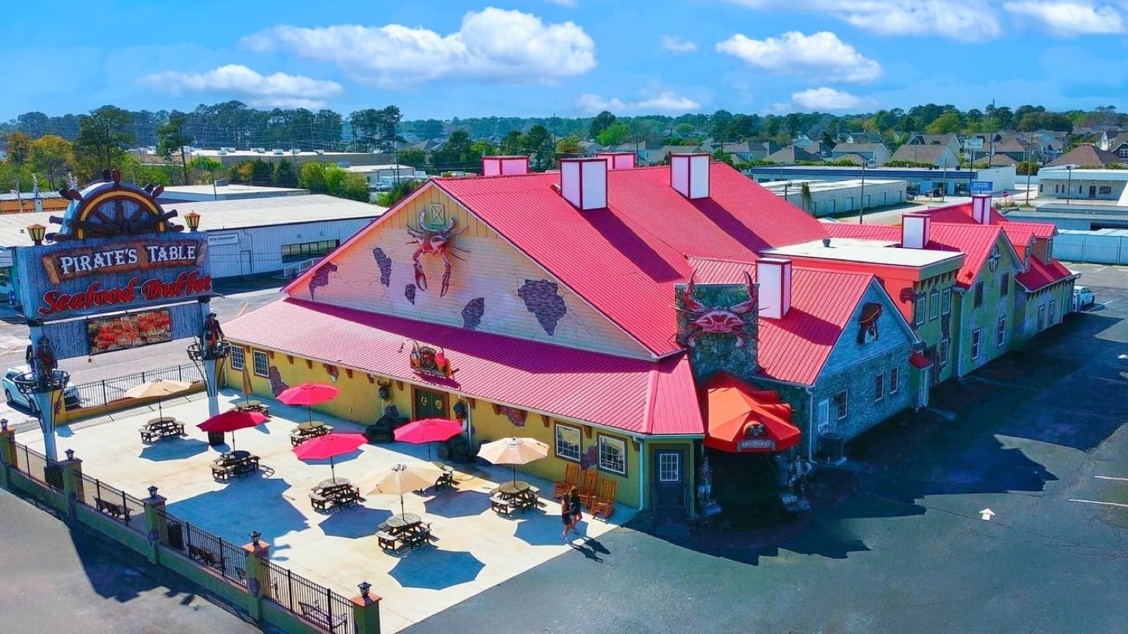 Aerial view of Pirate's Table in Surfside Beach, SC
